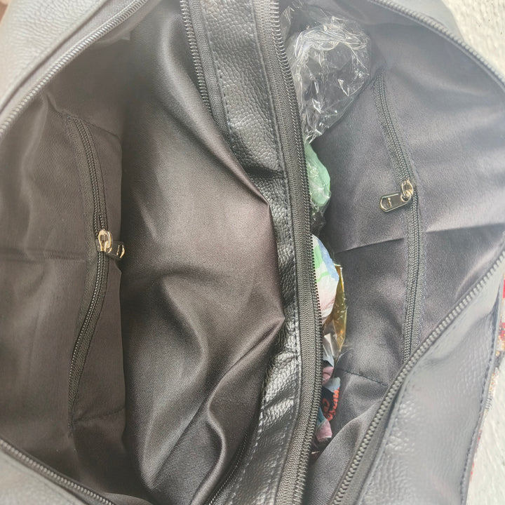 Twinzip Boho tote black with white diamond print