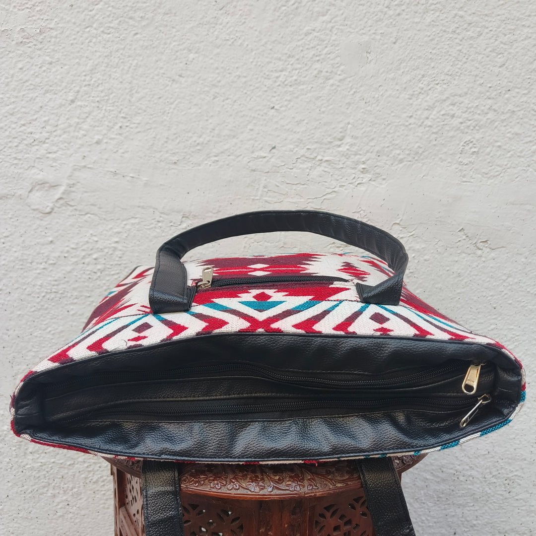 Twinzip Boho tote white with multicolor design