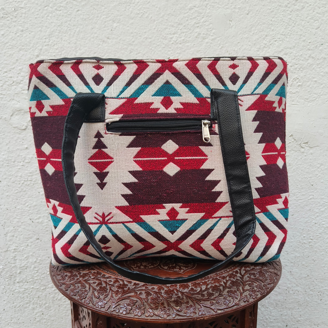 Twinzip Boho tote white with multicolor design