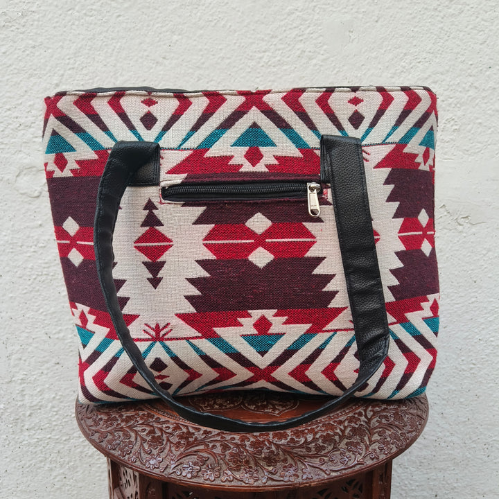 Twinzip Boho tote white with multicolor design