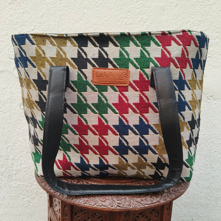 Twinzip Boho tote multicolor star design