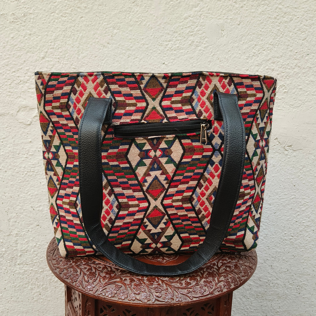 Twinzip Boho tote multicolor lines design