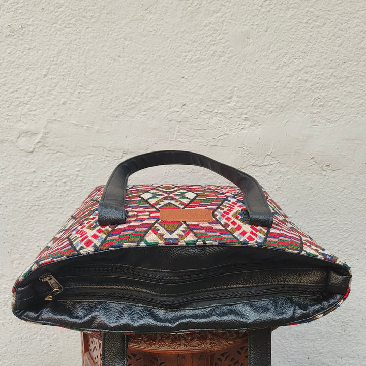 Twinzip Boho tote multicolor lines design