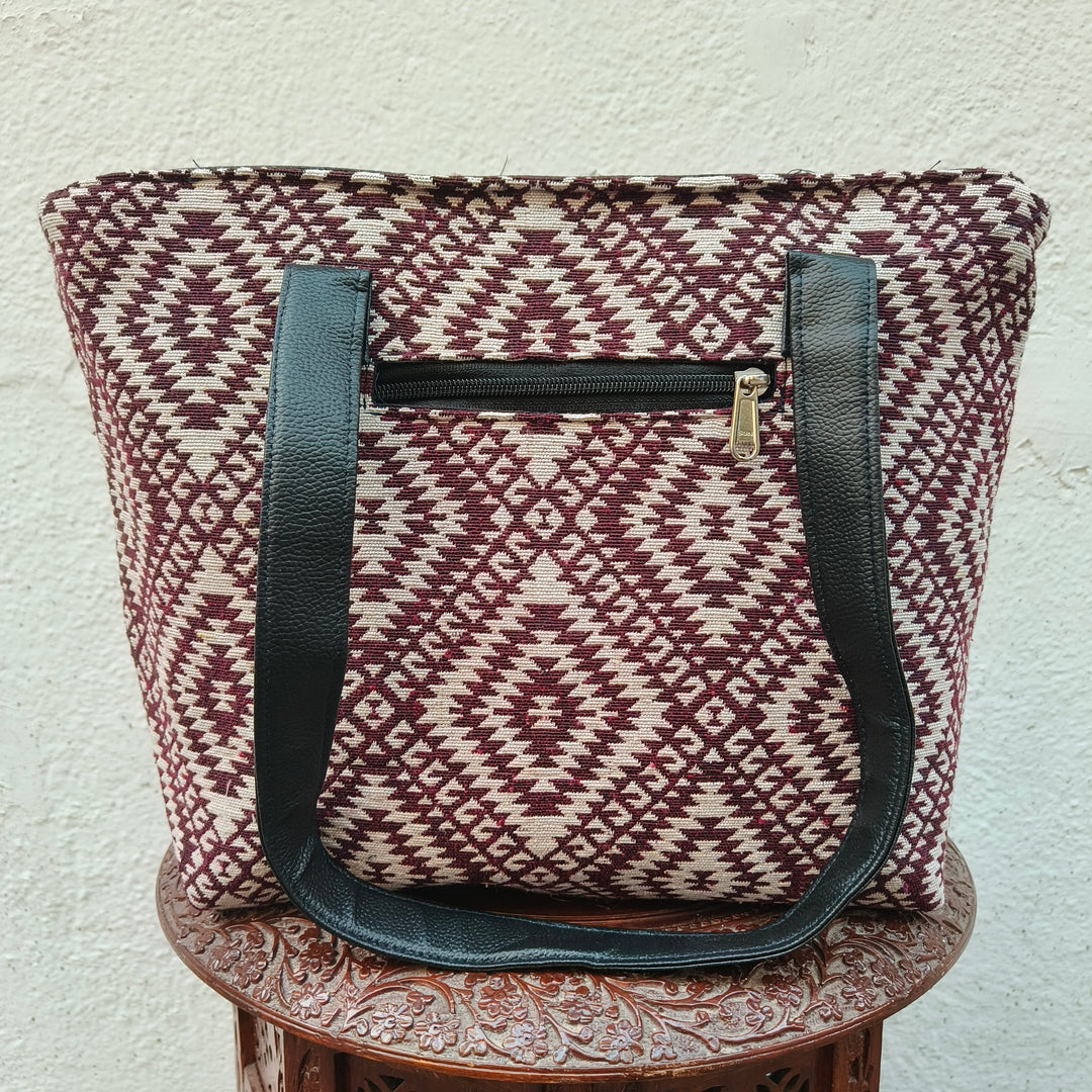 Twinzip Boho tote violet with strip design