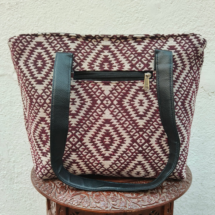 Twinzip Boho tote violet with strip design