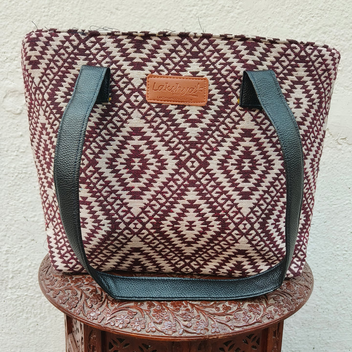 Twinzip Boho tote violet with strip design