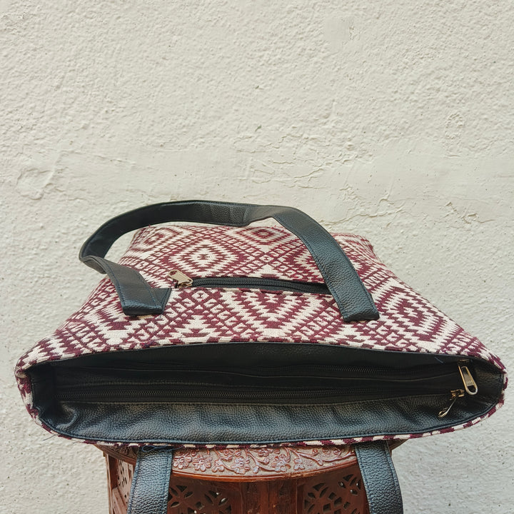 Twinzip Boho tote violet with strip design