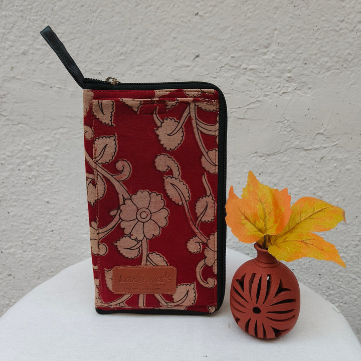 Utility Wallets Maroon Kalamkari