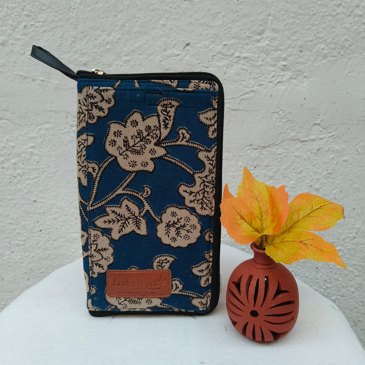 Utility Wallets Deep Blue Leaves print