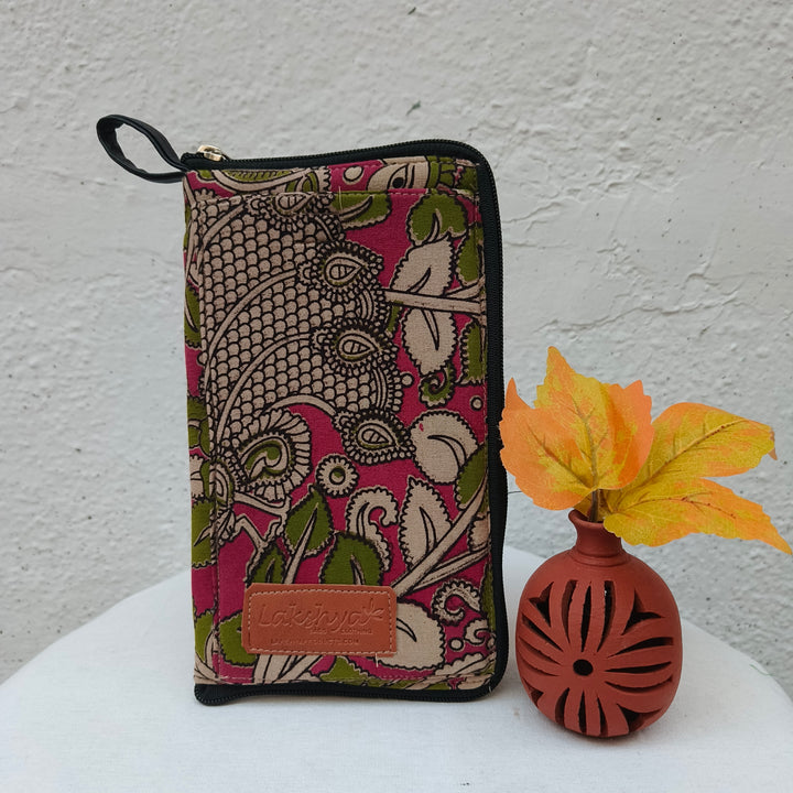 Utility Wallets Pink Kalamkari
