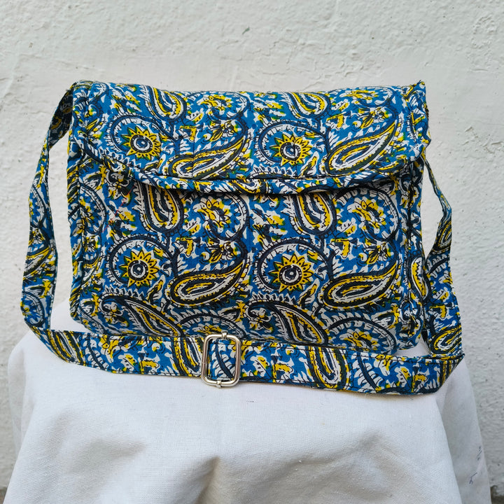 Multizipper Sling 4 Zips blule with mango print