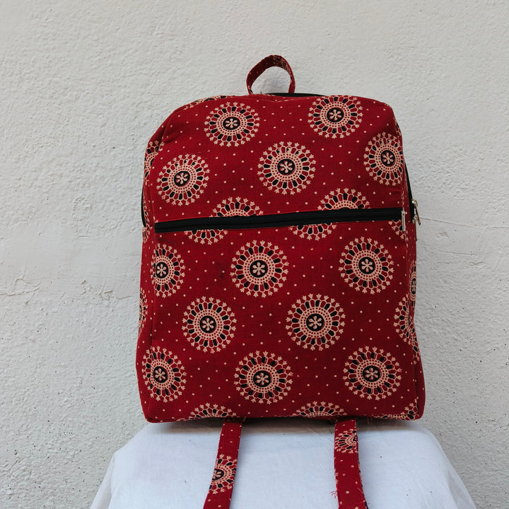 Backpack Red with circle print