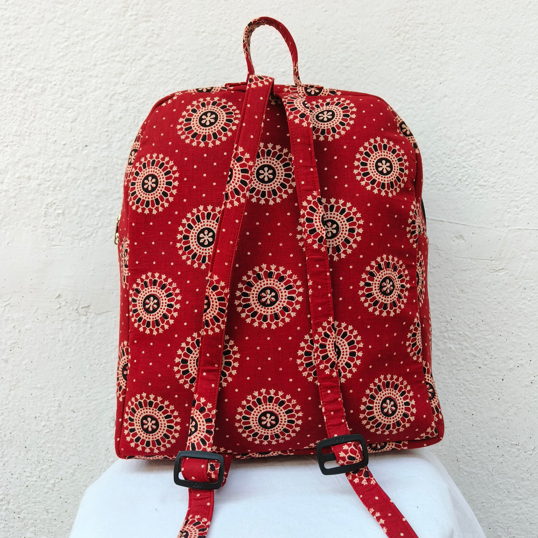 Backpack Red with circle print