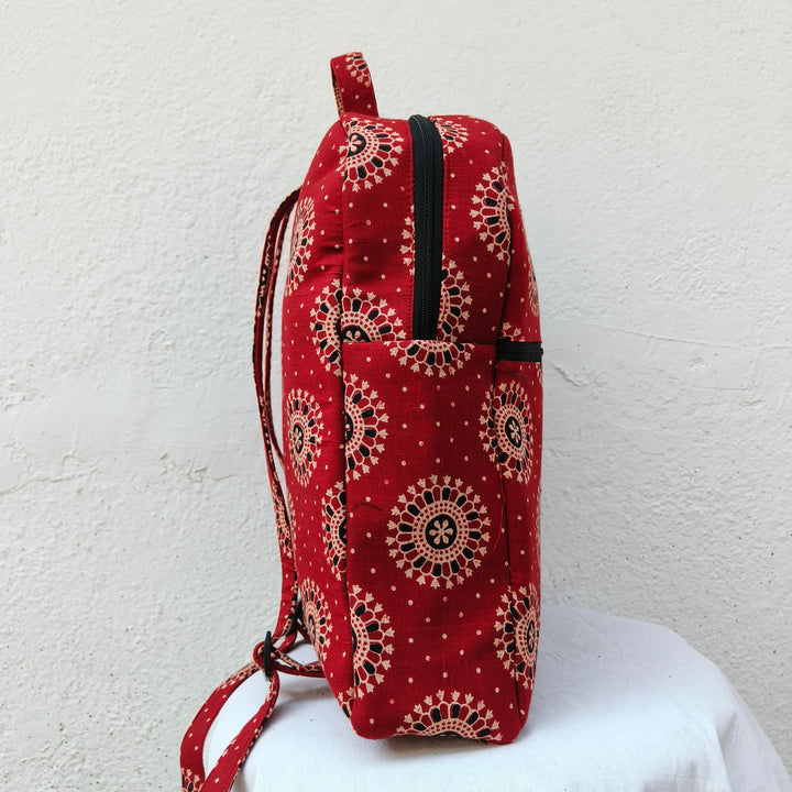Backpack Red with circle print
