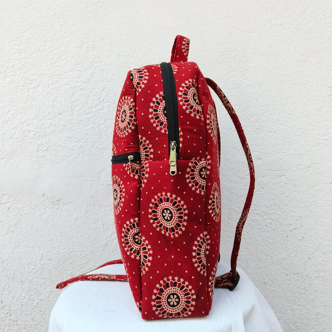 Backpack Red with circle print