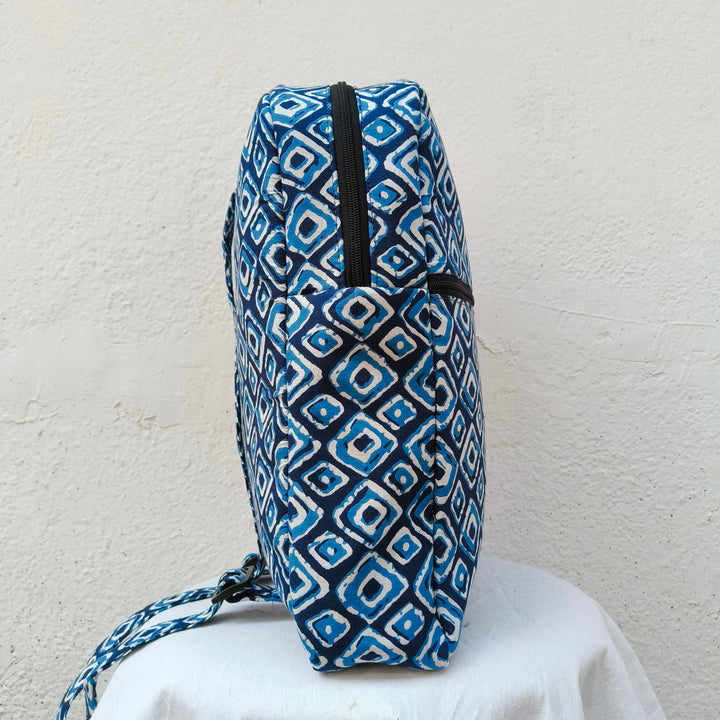 Backpack Blue with diamond print