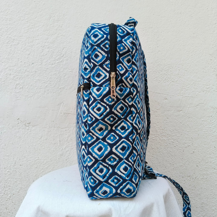 Backpack Blue with diamond print