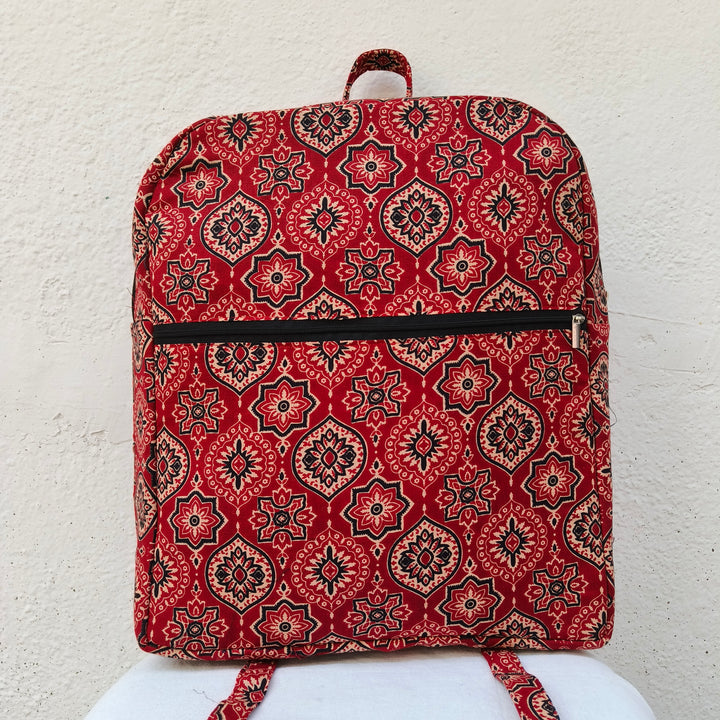 Backpack Red with flower print