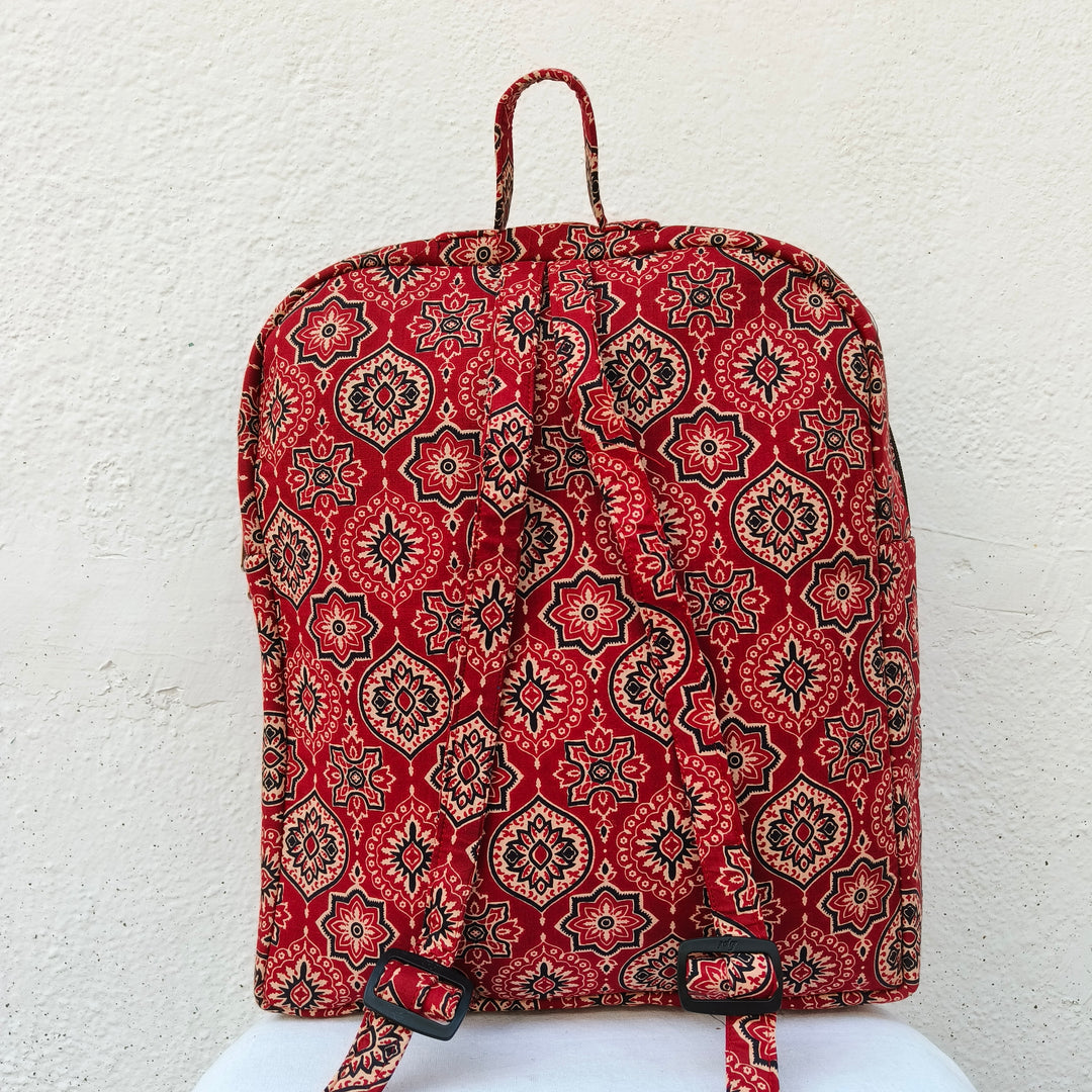 Backpack Red with flower print