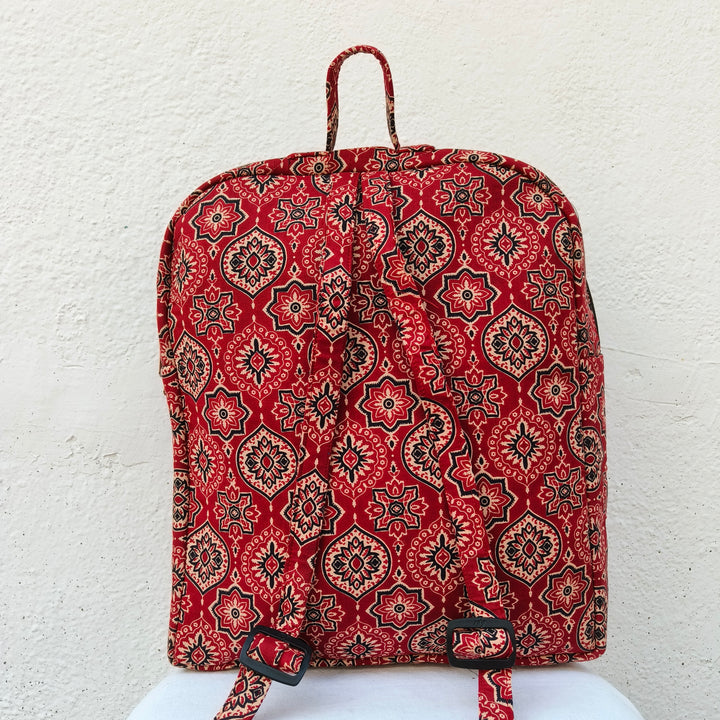 Backpack Red with flower print