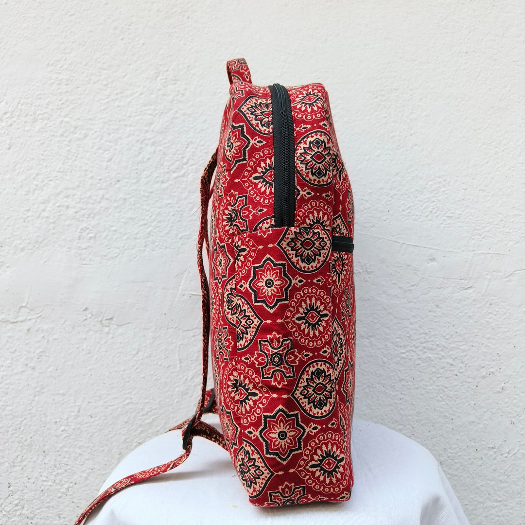 Backpack Red with flower print