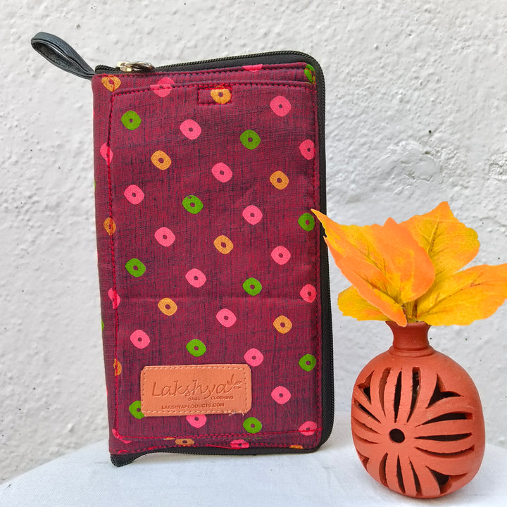 Utility Wallets Red Colour with multi Dots Design