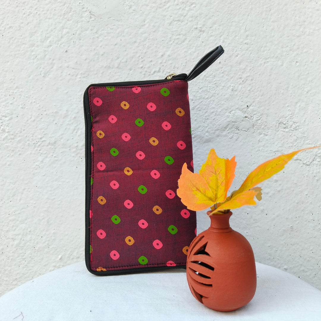 Utility Wallets Red Colour with multi Dots Design