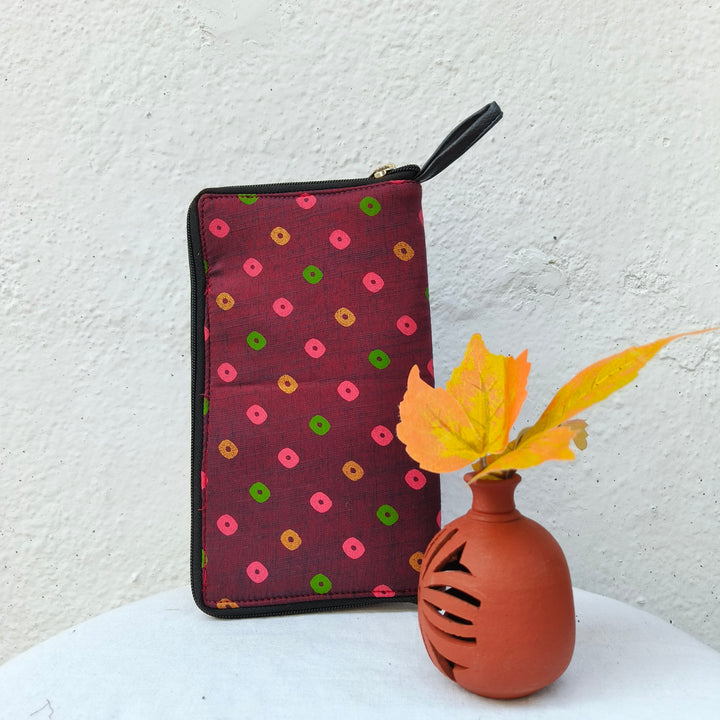 Utility Wallets Red Colour with multi Dots Design