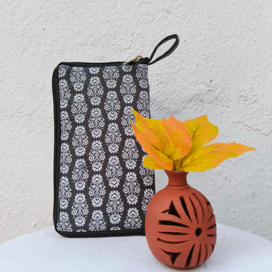 Utility Wallets grey with floral print