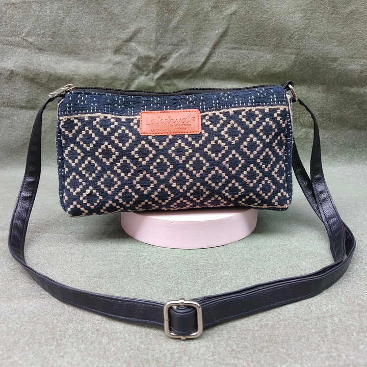 Easy Sling dark blue with block print