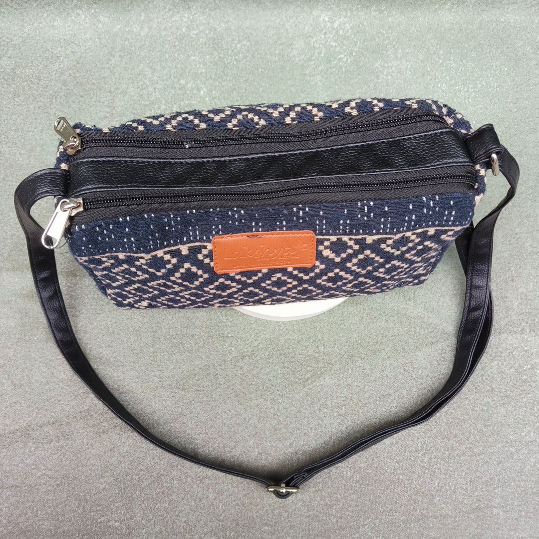 Easy Sling dark blue with block print