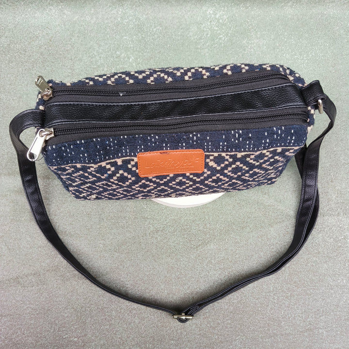 Easy Sling dark blue with block print