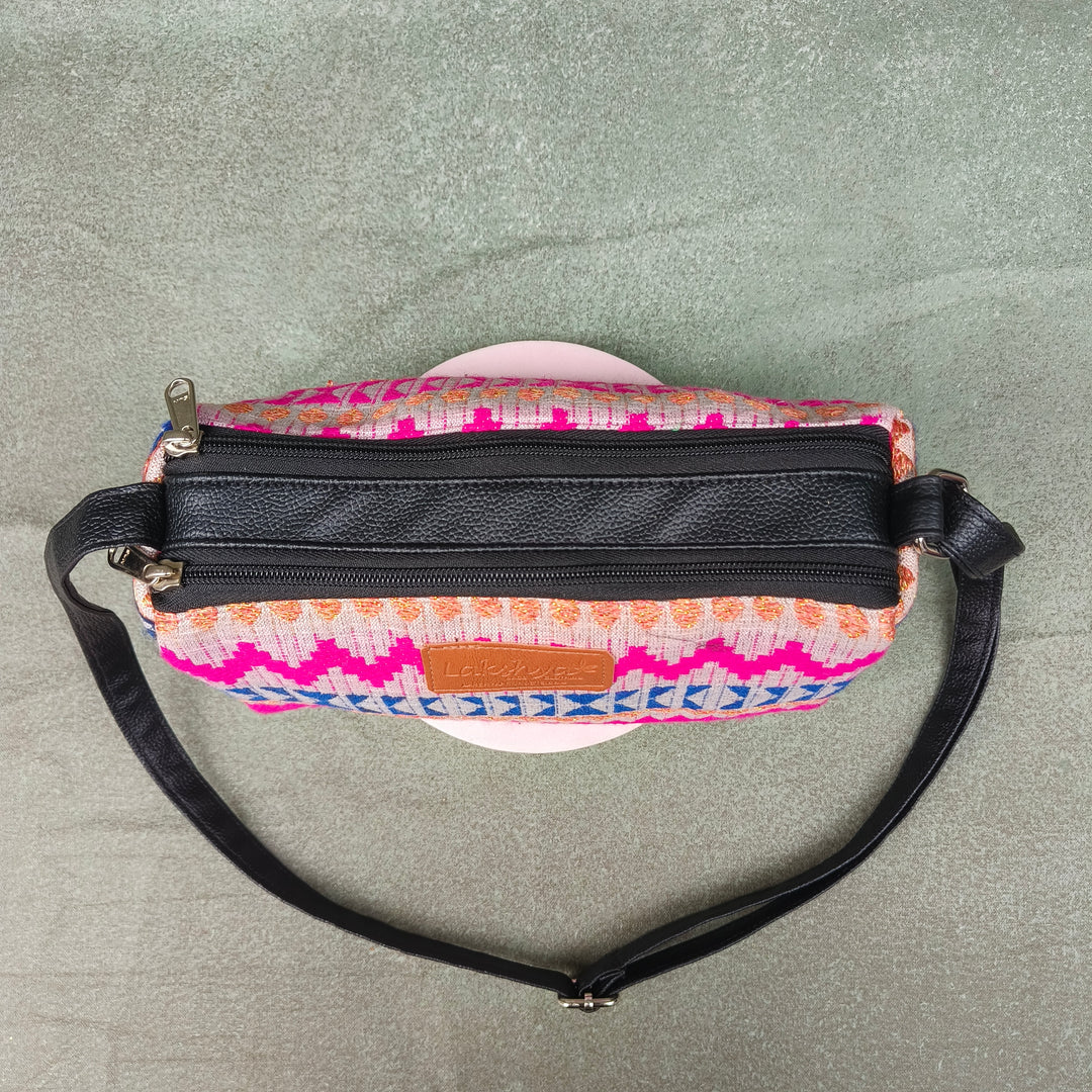 Easy Sling dark white with pink zigzag print