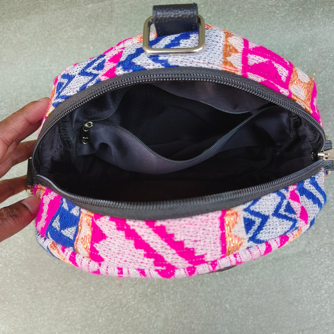 BackSwings Pink with blue zigzag lines