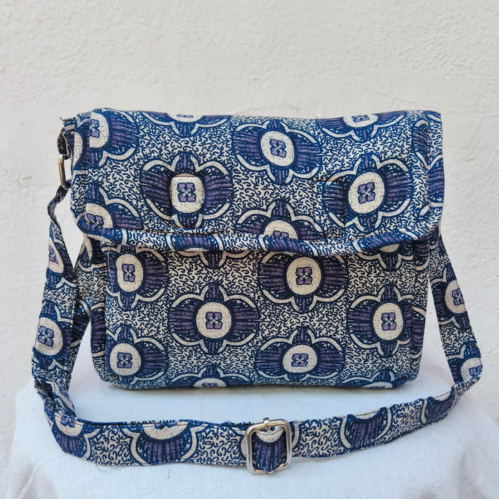 Multizipper Sling 4 Zips Blue with dot print