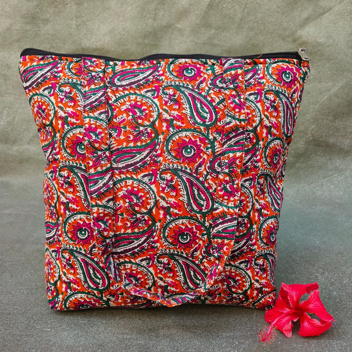 Medium Size Handbag Orange with mango print