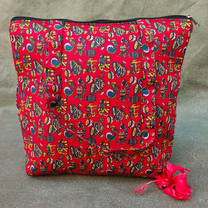 Medium Size Handbag Red with music print