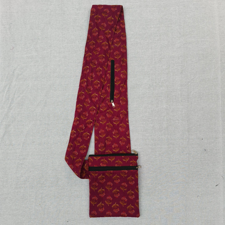 Pilgrim Bag -  Maroon with pink flower print