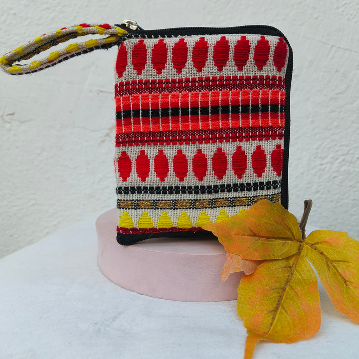 Mini wallet with card holder White with red oval print