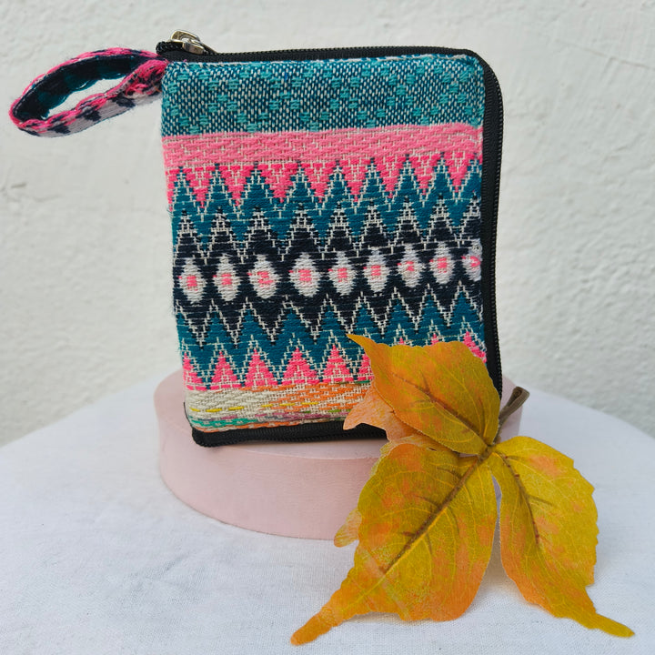 Mini wallet with card holder Multicolor zigzag print