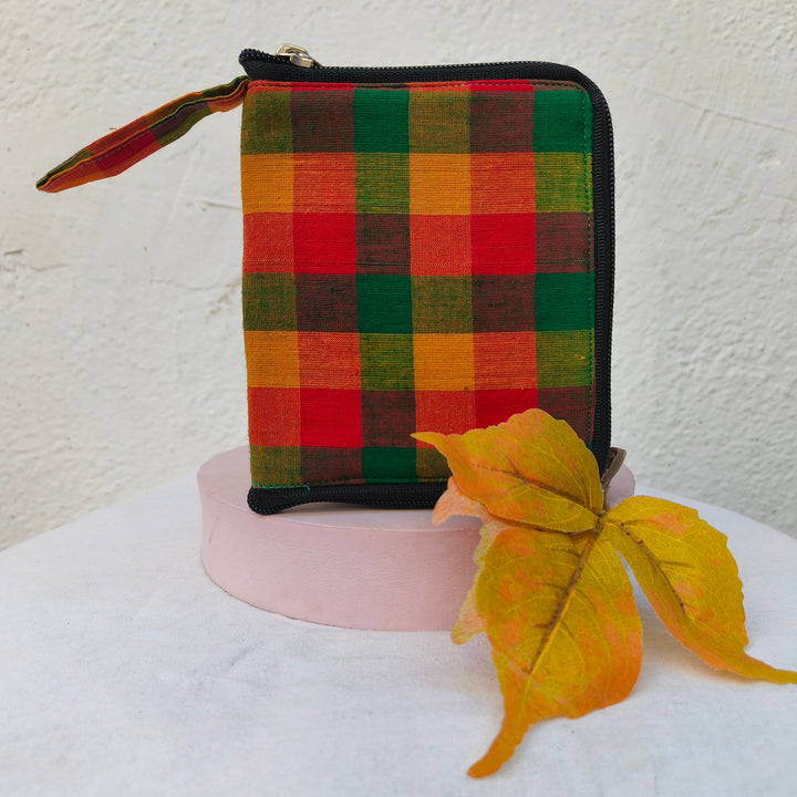 Mini wallet with card holder Madras checks
