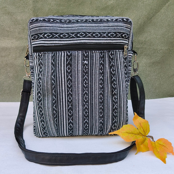 Lap sling cum backpack Black with white xox print