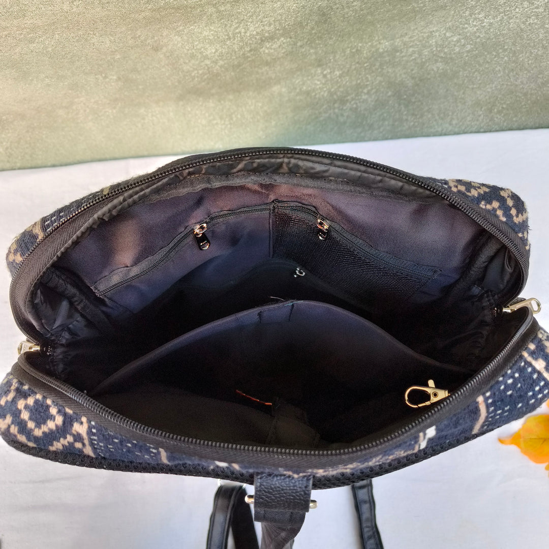 Lap sling cum backpack Wheat with zigzag print