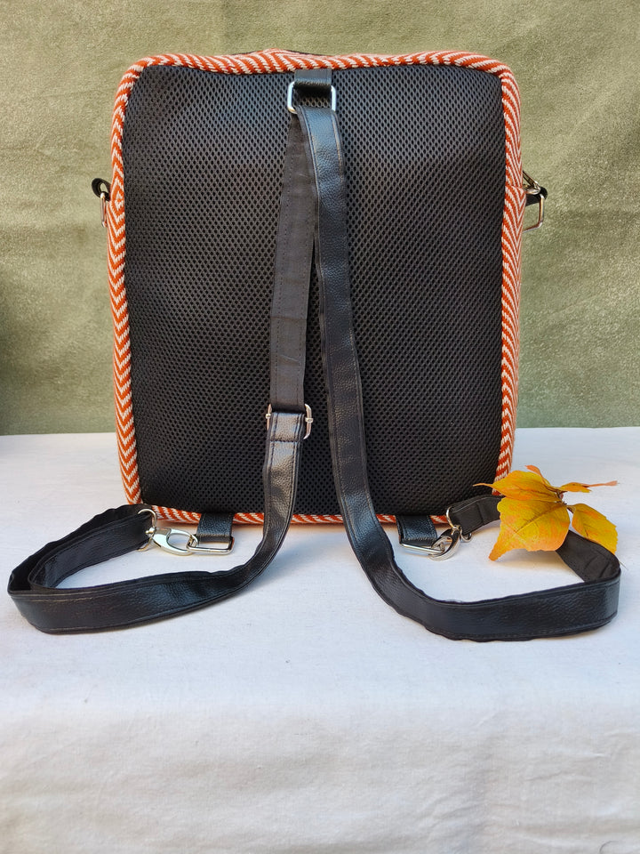 Lap sling cum backpack Wheat with zigzag print