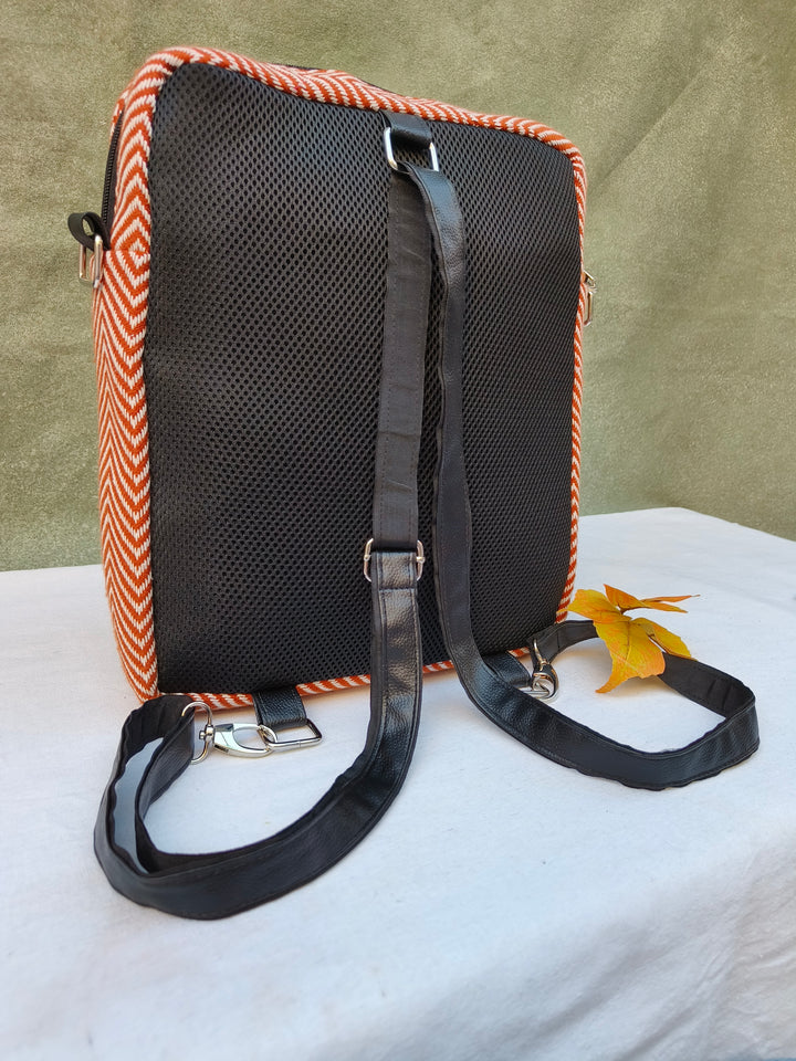 Lap sling cum backpack Wheat with zigzag print