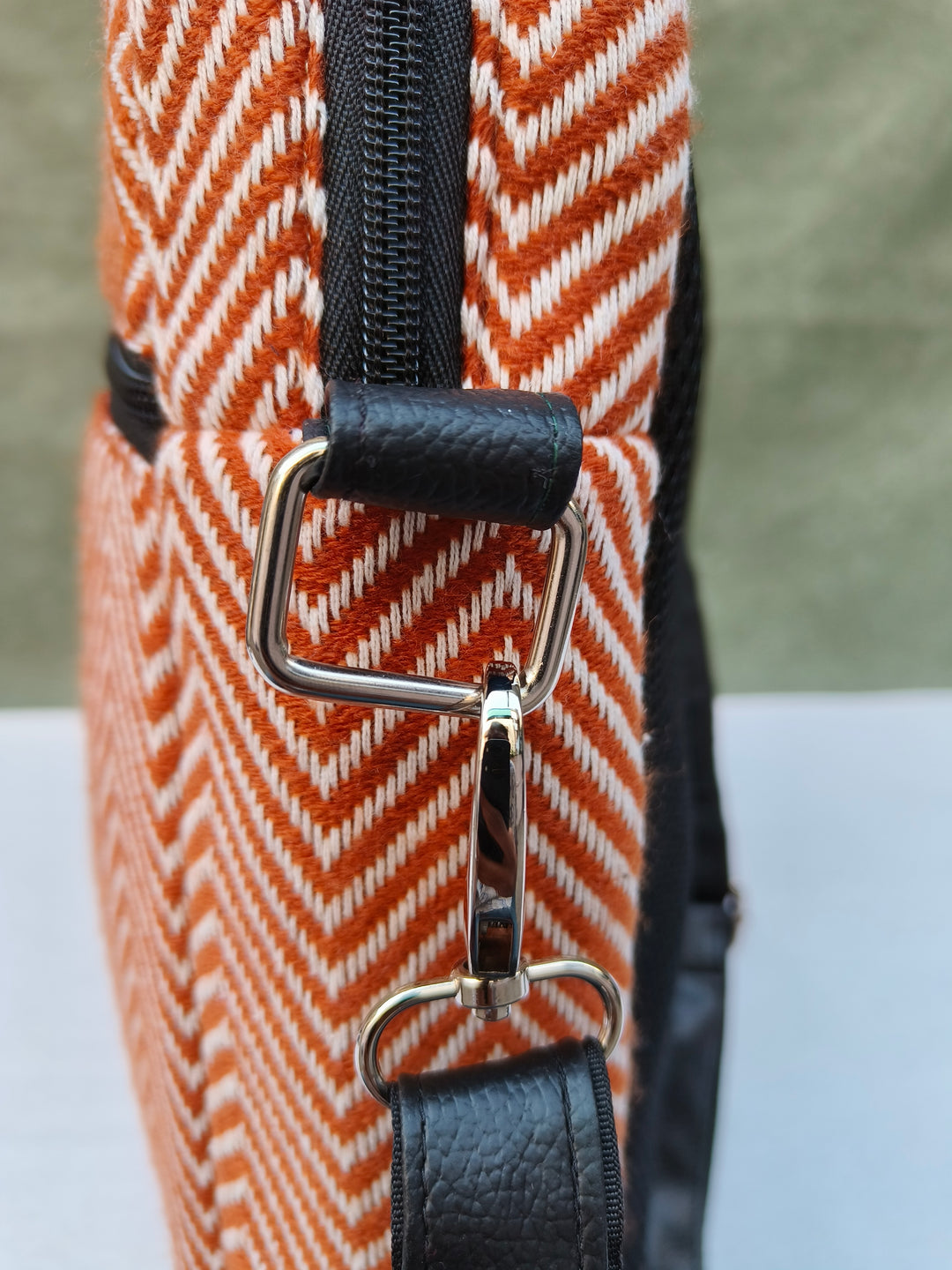 Lap sling cum backpack Wheat with zigzag print