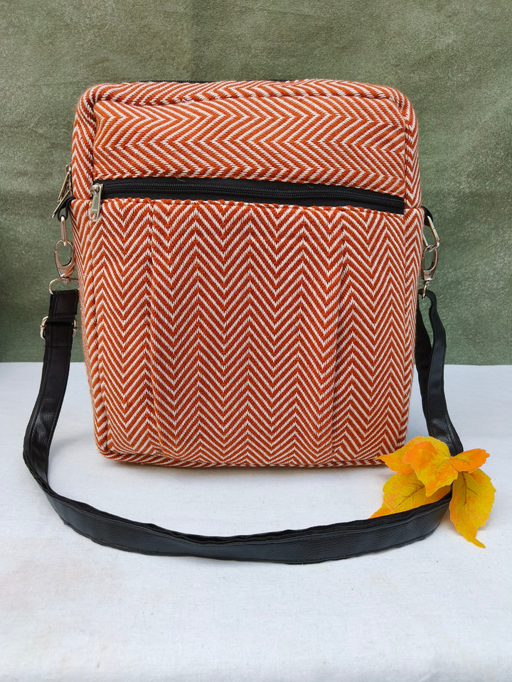 Lap sling cum backpack Wheat with zigzag print