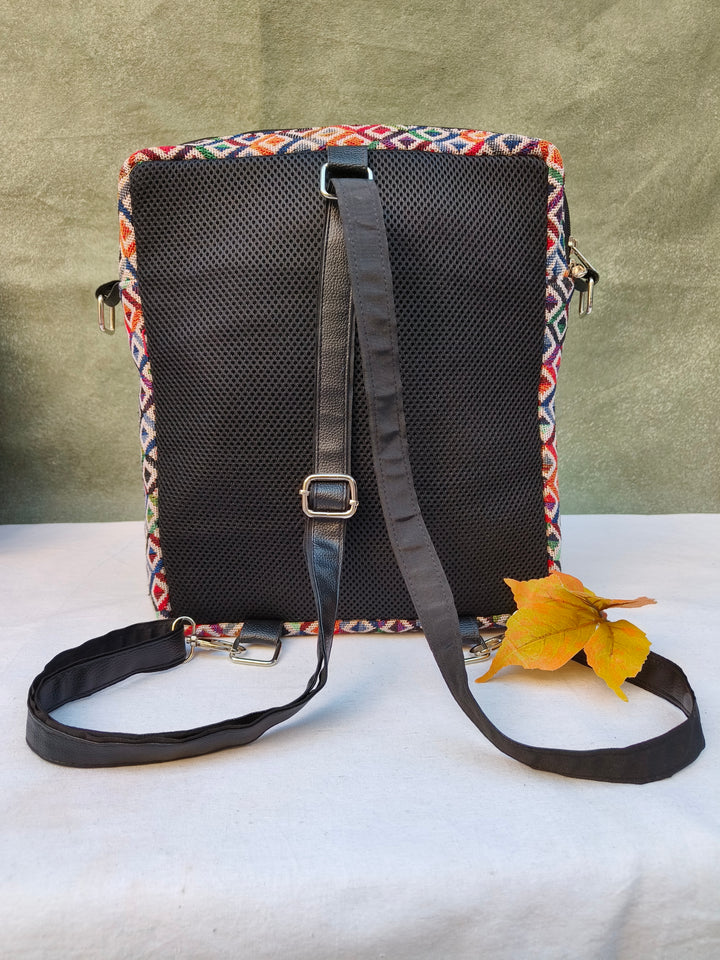 Lap sling cum backpack Multicolor diamond print