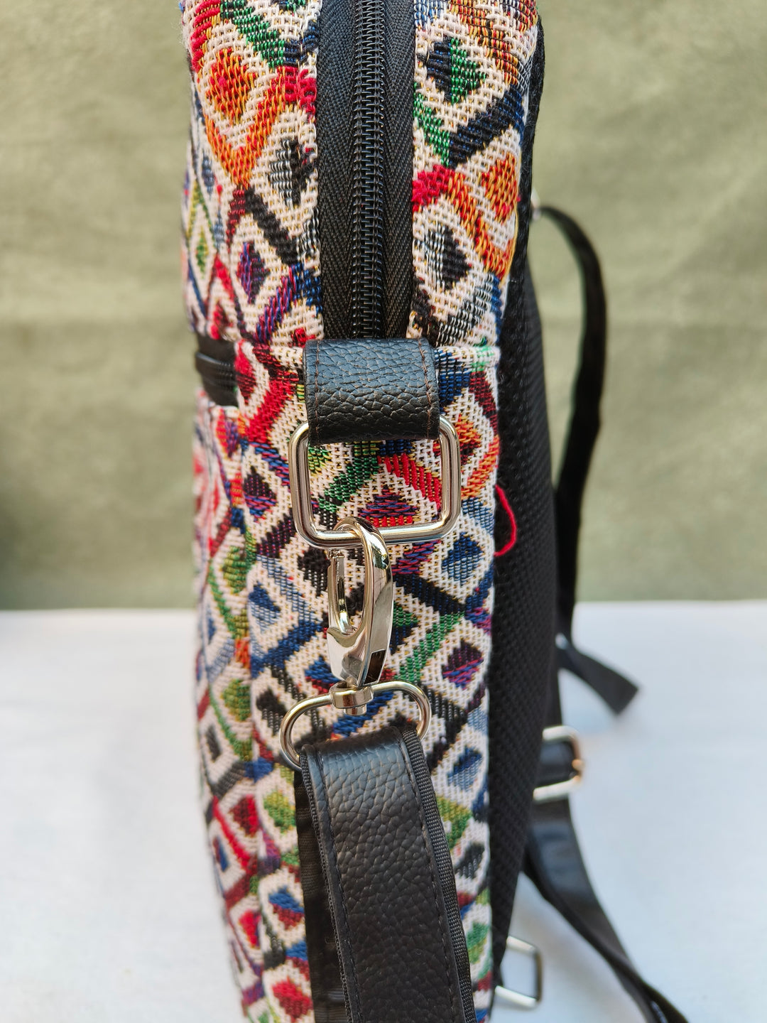 Lap sling cum backpack Multicolor diamond print