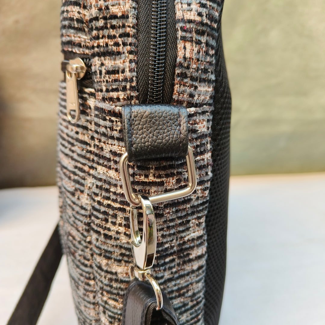 Lap sling cum backpack grey with lines pattern